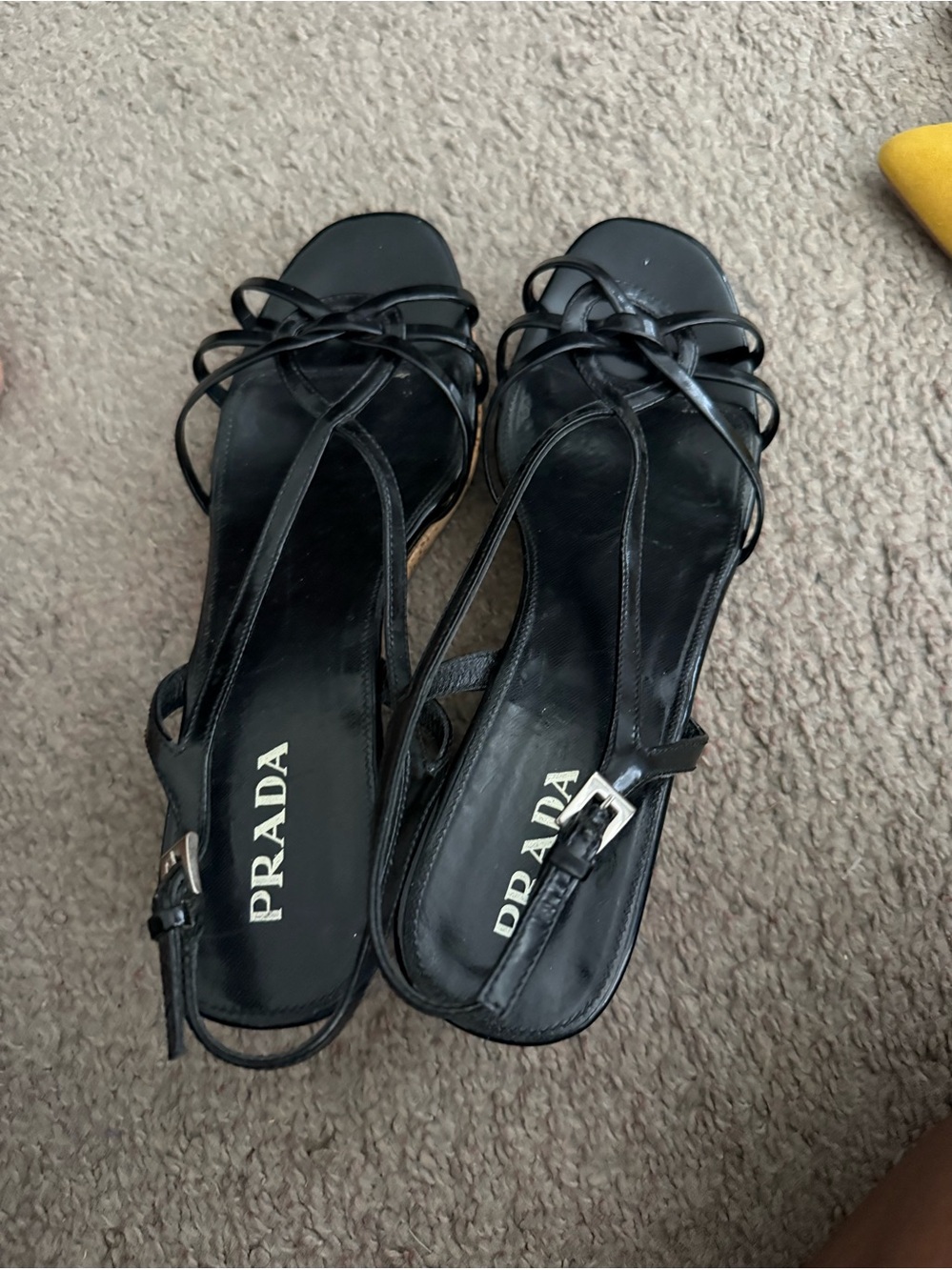 Prada Black Strappy Leather Sandals 39.5